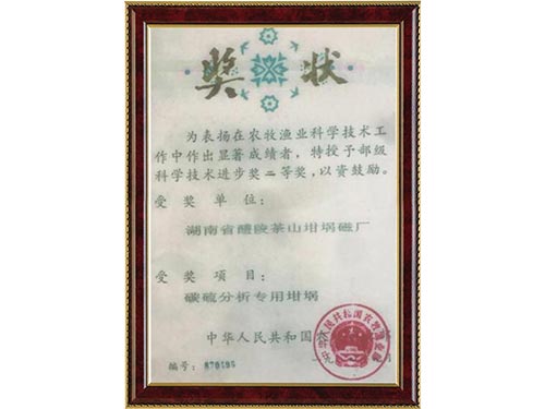 国家部级科学技术进步二等奖